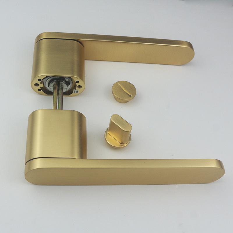 Bedroom bathroom privacy Brushed gold interior magnetic door lock with door lever handle