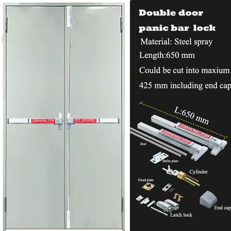 Fire rated Single double door Steel escape push bar panic exit device