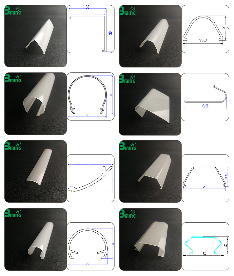 Fluorescent light diffuser Special Section Led Light Cover PC Material ...