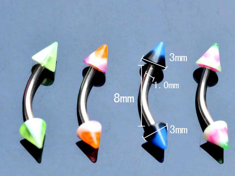 Acrylic Stainless Steel Eyebrow Navel Belly Lip Tongue Rings Nose Body Piercing Jewelry Bar Ring Wholesale