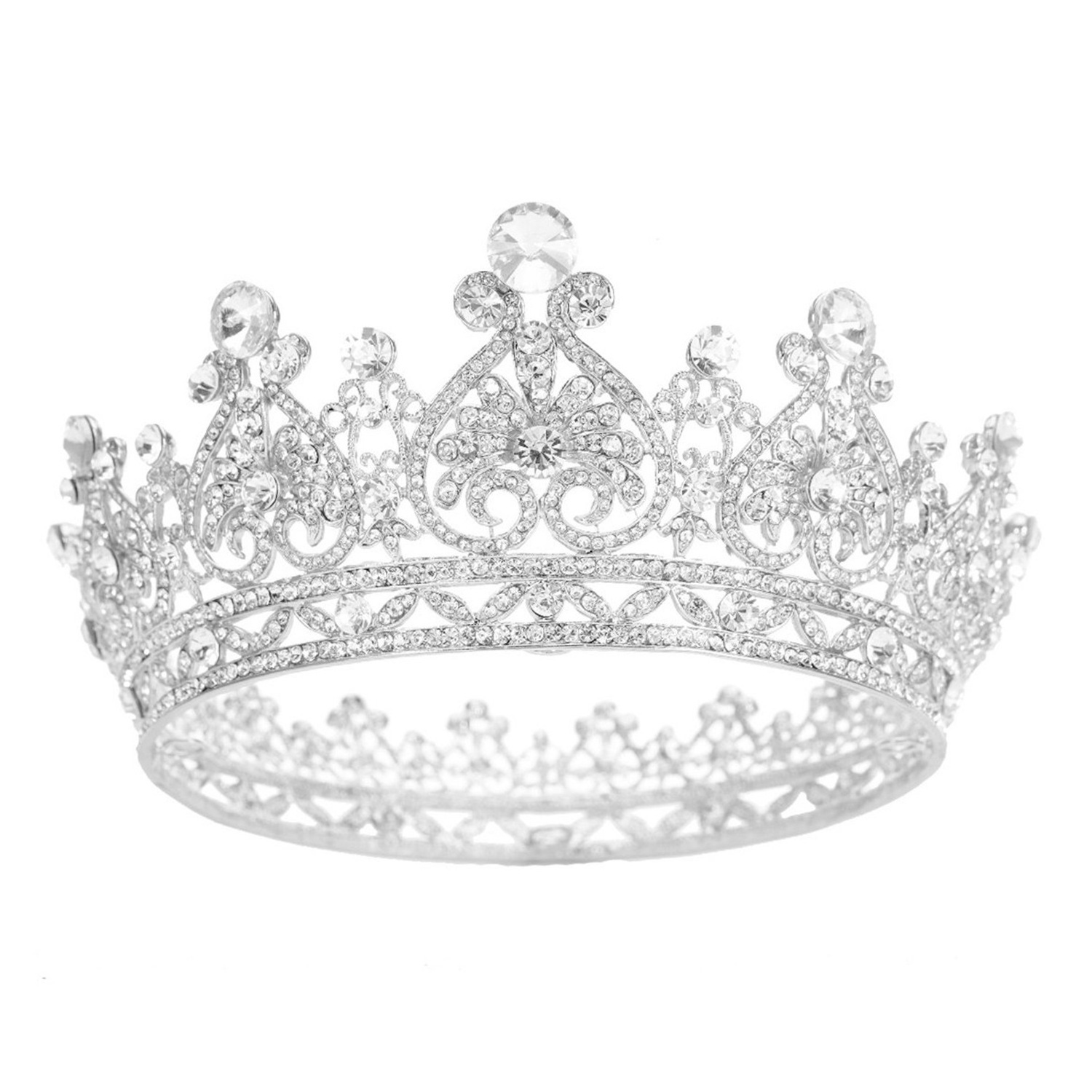 Wholesale Cheap Gold Women Crystal Headdress Prom Pageant Full Round Circle Crowns Vintage Baroque Discount Tiara Crowns