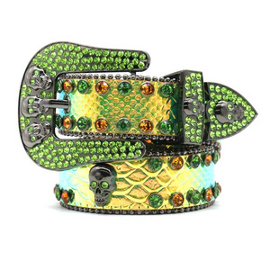 BB Fast Delivery Luxury Crystal Skull designer Men Women Belt Diamond Studded Rhinestone Belts Western Sparkle Leather Belts