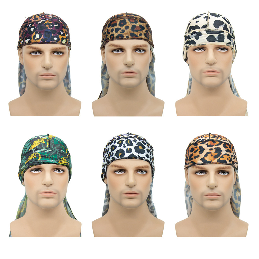 2021 High Quality Wholesale Custom Logo Designer Silky Satin Silk Du Rags Luxury Bandana Durags With Long Tail Head Wrap Stocked