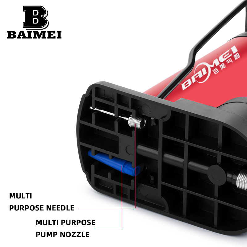 Baimei factory direct supply foot pedal mini portable inflator bicycle electric bicycle car tire multi-functional pump