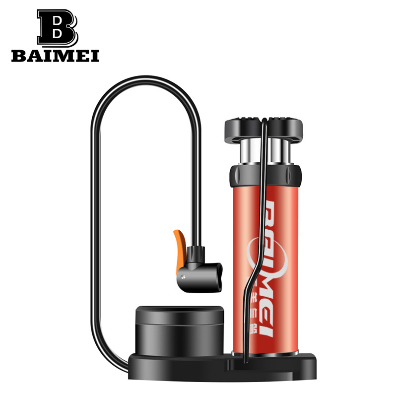 Baimei factory direct supply foot pedal mini portable inflator bicycle electric bicycle car tire multi-functional pump