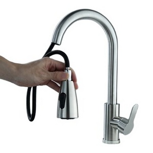 Stainless steel hot and cold pull-out kitchen sink universal swivel telescopic mixer faucet