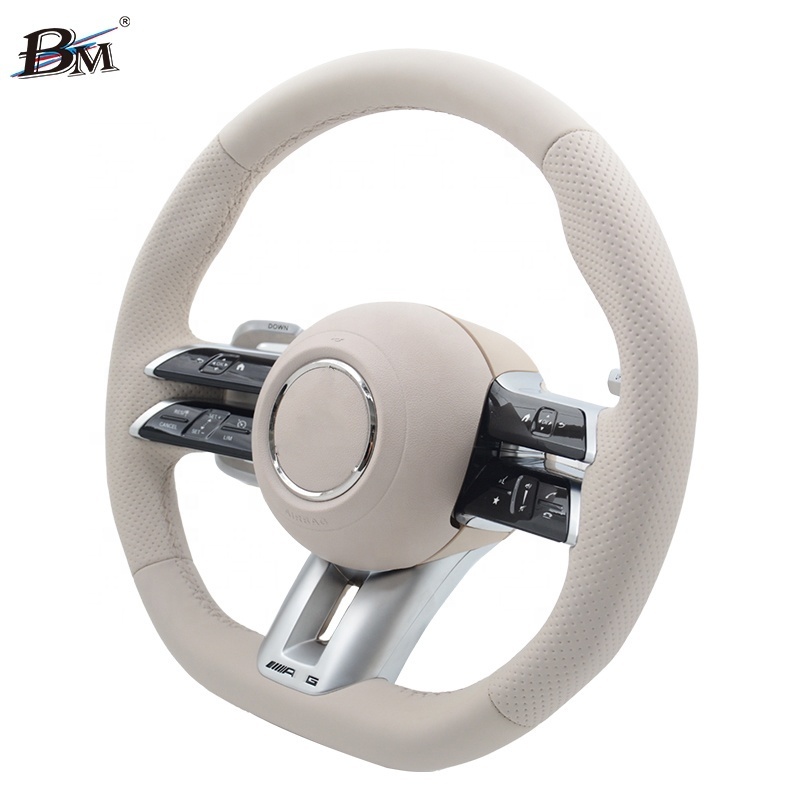 Custom Interior Accessories For Cars Suede Mercedes-Benz Amg Maybach W213 W222 W204 Leather Steering Wheel Control Button Cover