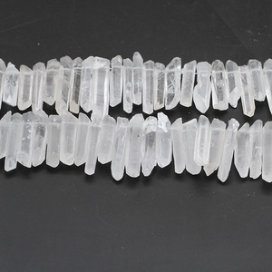 Top Drilled Raw Natural Clear White Crystal Points Beads Quartz Stone Pendant Beads