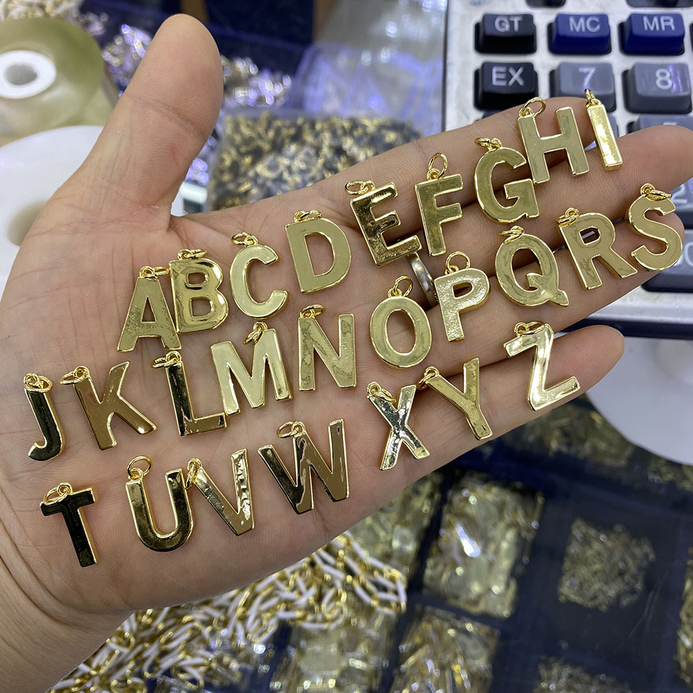 Gold Plating Initial Collections Letter Charm for Necklace Bracelet A to Z Alphabet Stainless Steel Pendant for jewelry making