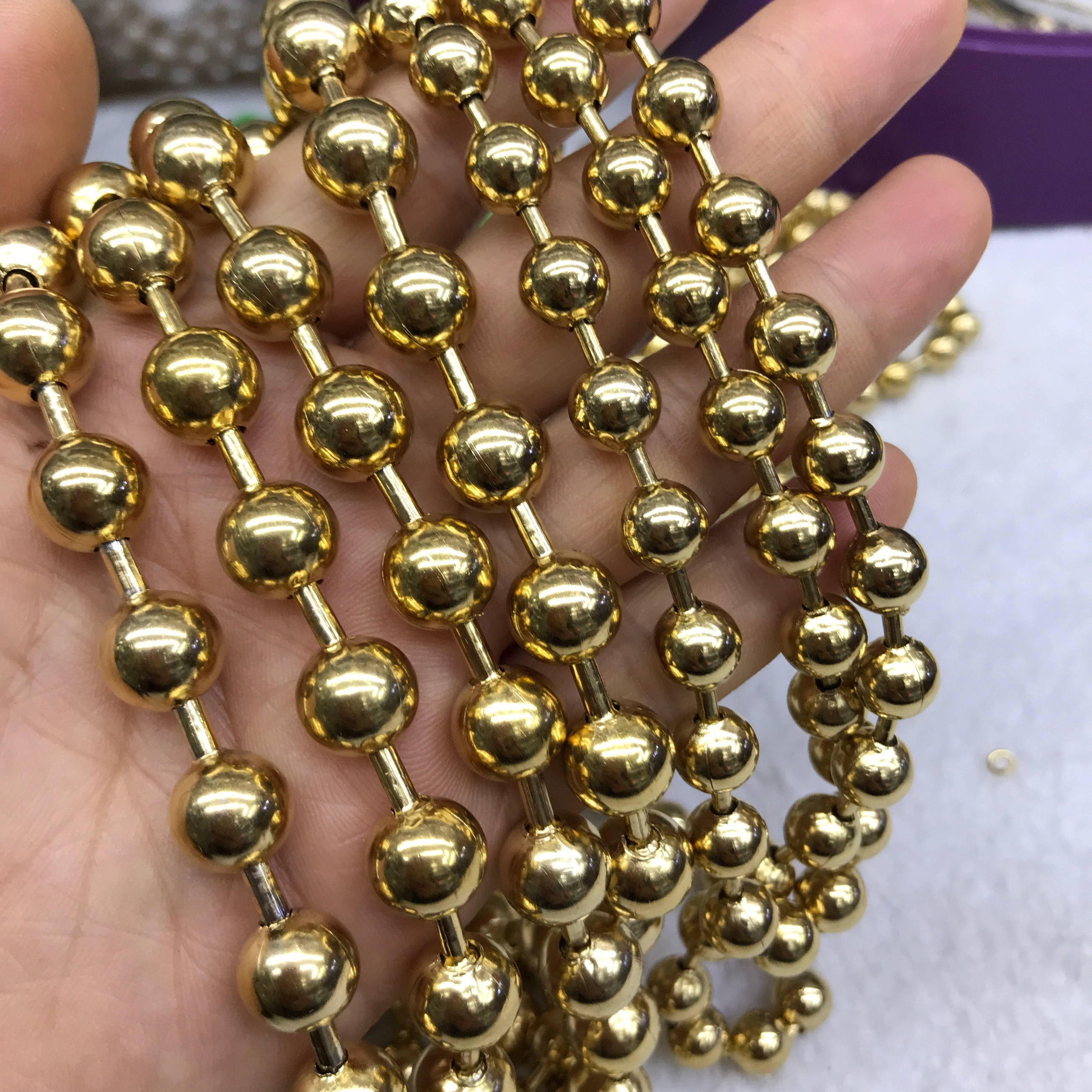 bulk sale stainless steel ball chain roll for jewelry making gold silver black rainbow color ball chain jewelry finding DIY