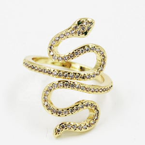 BMZ  Vintage gold heavy snake ring double layers vacuum IP gold plated snake rings fine snake bite tongue rings women