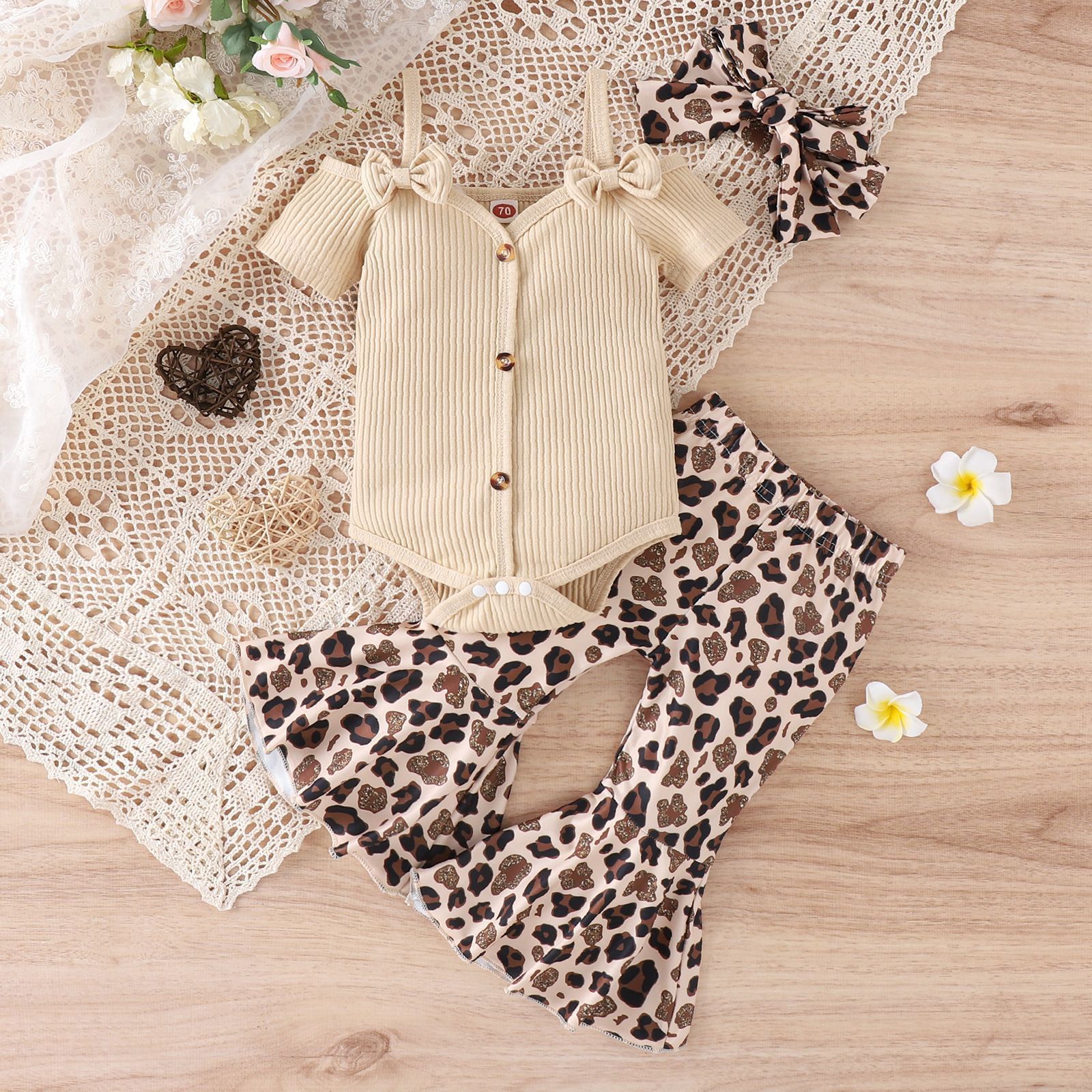 Summer baby pit strip sling outfit set, baby girl hoodie bell bottoms,two-piece top and trousers