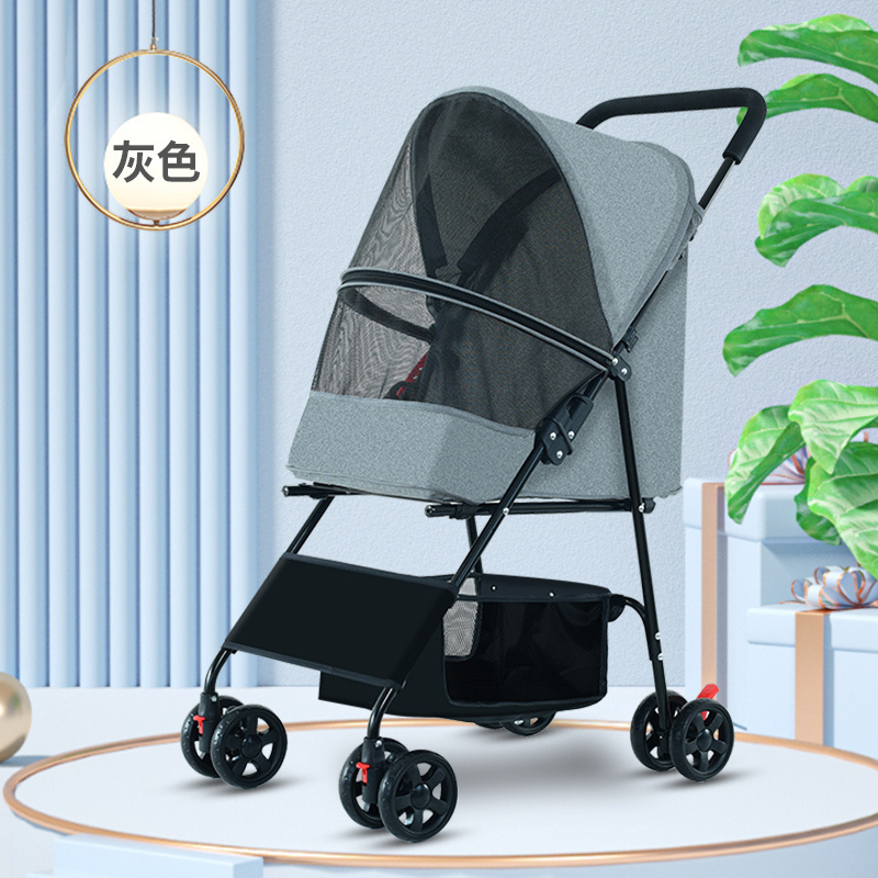 wholesale oxford larger big folding pet travel portable double dog carrier stroller 4 wheels dog pram for dogs and cats