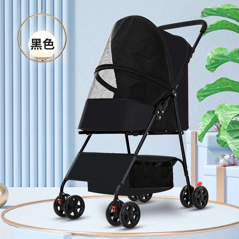 wholesale oxford larger big folding pet travel portable double dog carrier stroller 4 wheels dog pram for dogs and cats