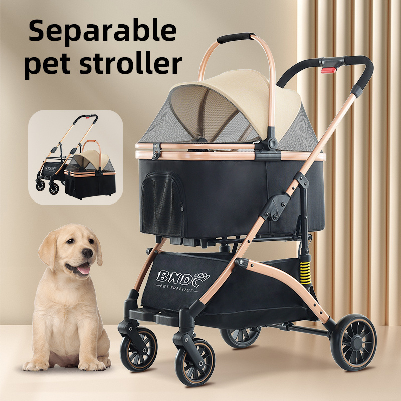 Manufacturer Supplier Detachable Basket Comfortable Large Space Pet Stroller With Detachable Carrier dog stroller cat stroller