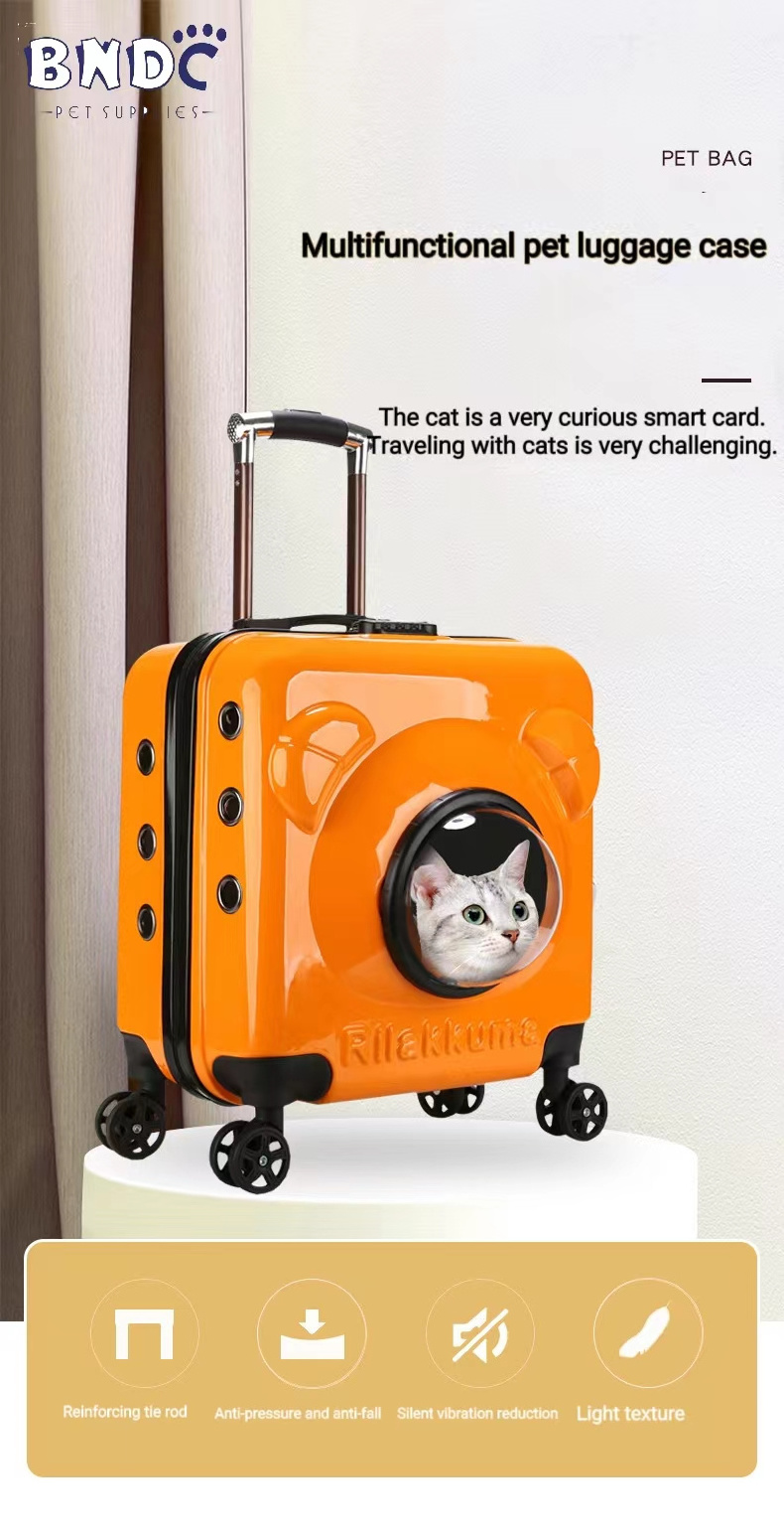 Portable Cat Bag Trolley Pet Carrier Wheels Pet Carrier Travel Trolley Bag with Wheels