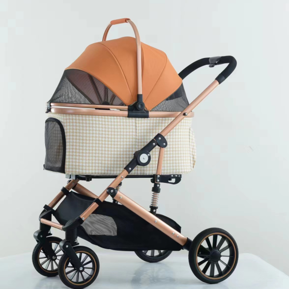 Large Luxury detachable Pet Stroller with Breathable Mesh Dog Cage Stroller with 4 Wheel Easy Walk stroller