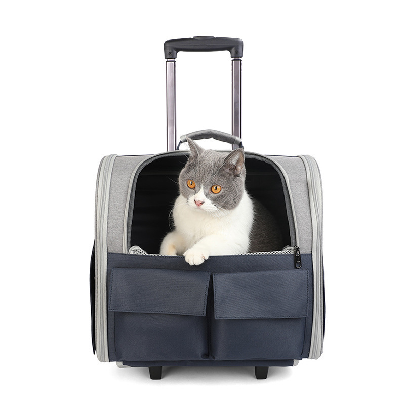 New Pet Trolley Luggage Breathable Foldable Pet Outdoor Travel Travel Bag Carrier Backpack