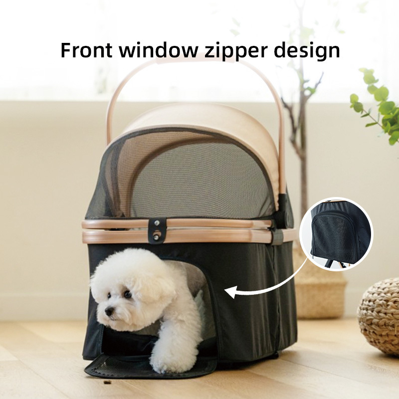 good quality 2 in 1 foldable dog pet stroller best selling dog stroller cart product adjustable handle pet stroller