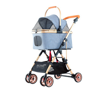 Wholesale Large baby Pet Stroller Travel Outdoor luxury Dog Stroller Folding Pet Trolley Dog Cart