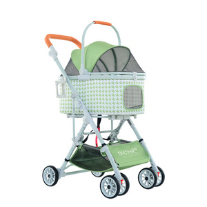 2023 new design foldable top seller luxury newly design 4 wheel hand push pet trolleys not expensive large dog stroller