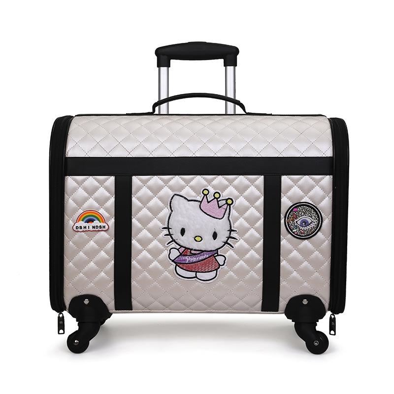 2023 Wholesale New Luxury Square Pet Carrier Bag Travel On Wheels Dog Trolley Kennel Pet Travel Case