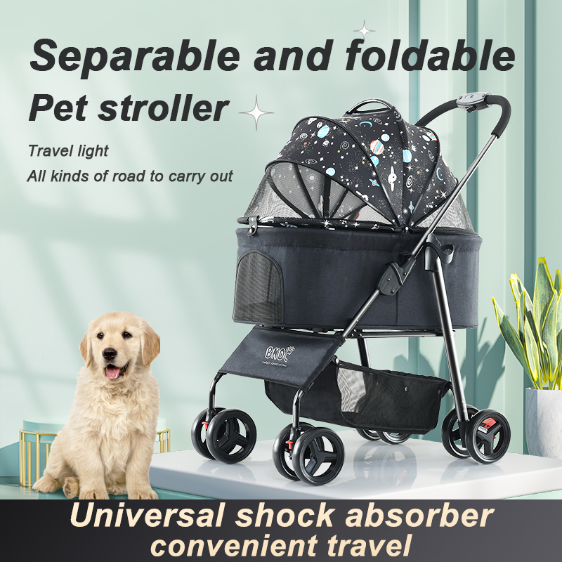 foldable small luxury portable four wheels cat pet carrier japan pet stroller for cat and dog