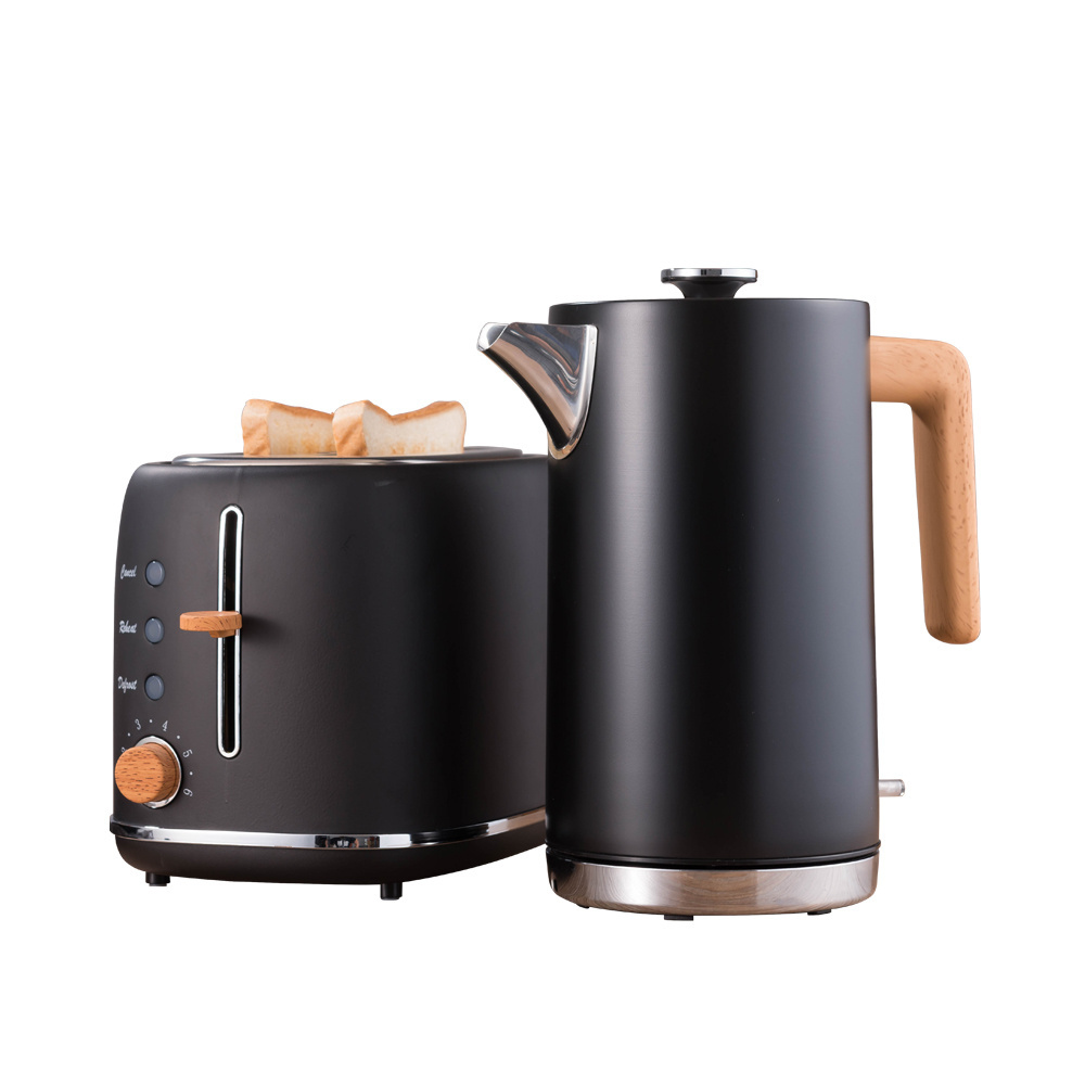 New Breakfast Collection Full Kitchen Sets Black Electric Kettle Toaster