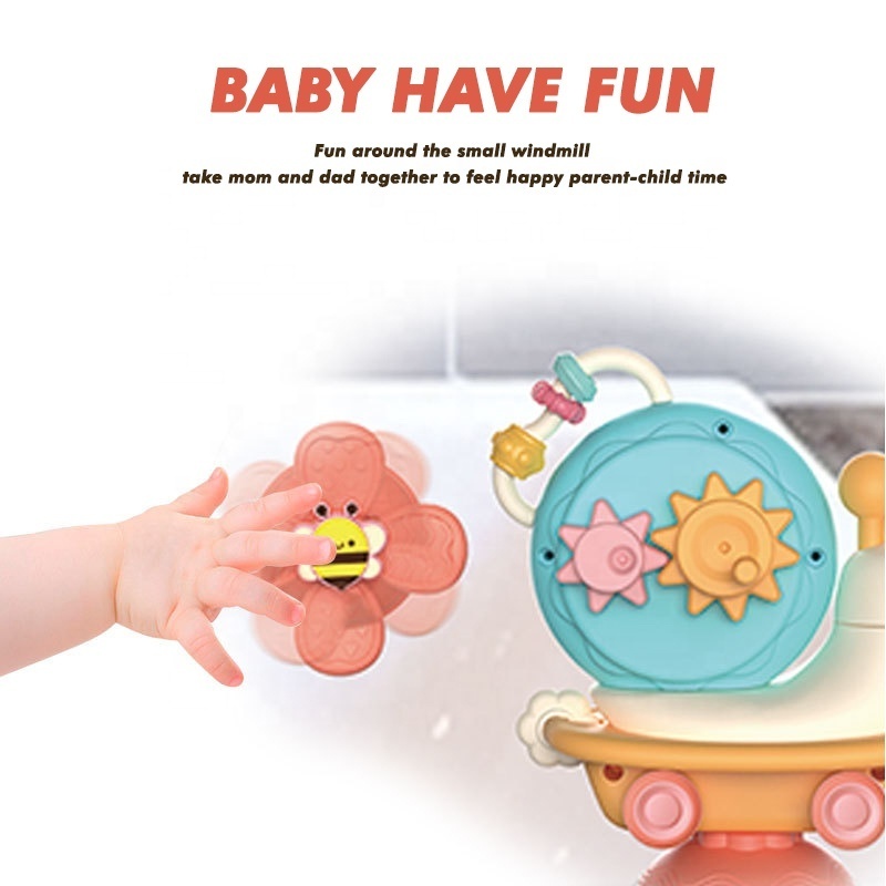 Snail Windmill Spinner High Chair Toy With Suction Cup 18 Moths Montessori Infant Gift Wheel Development New Baby Toy