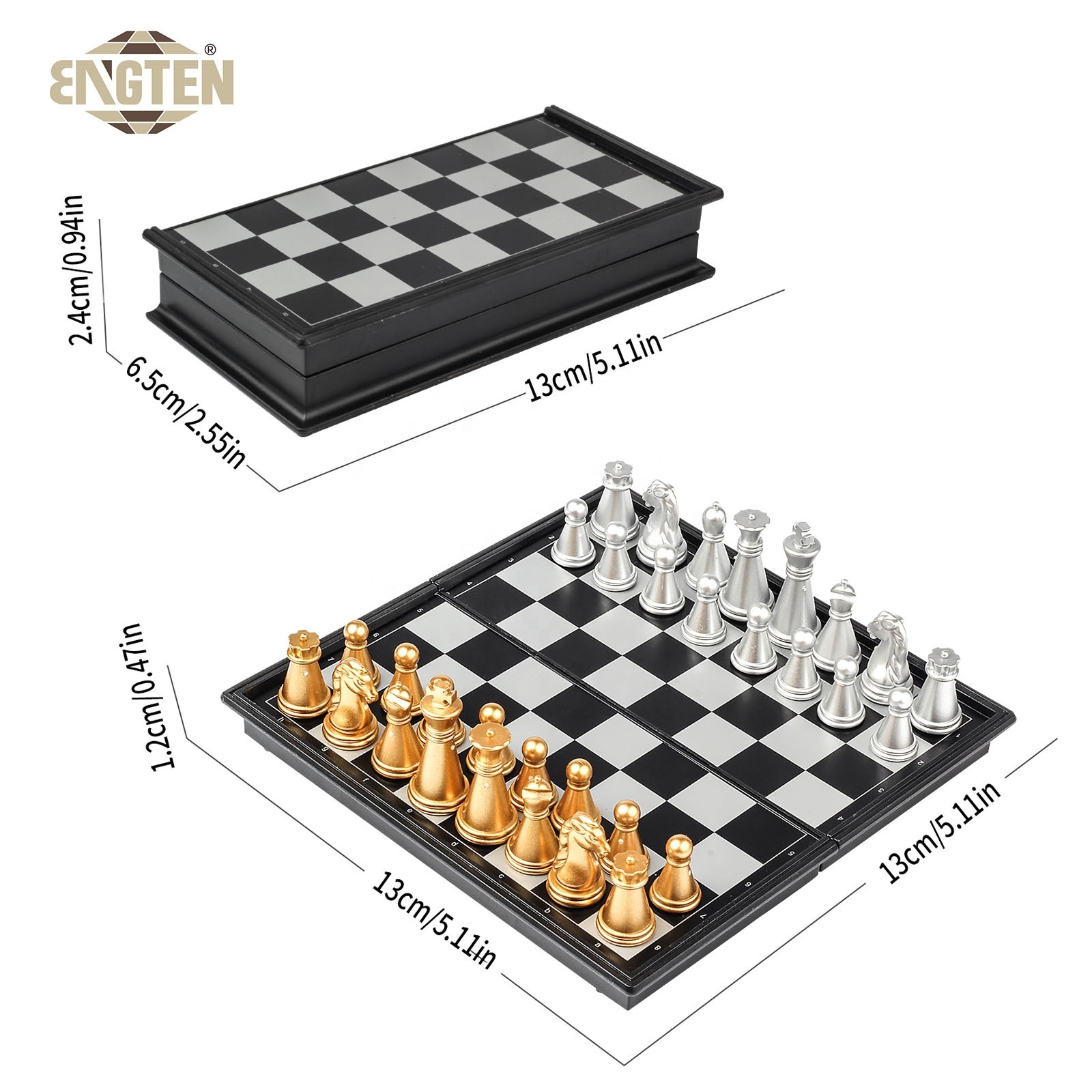 Educational Learning Chess Game Set International 32 Gold and Silver Chess Pieces