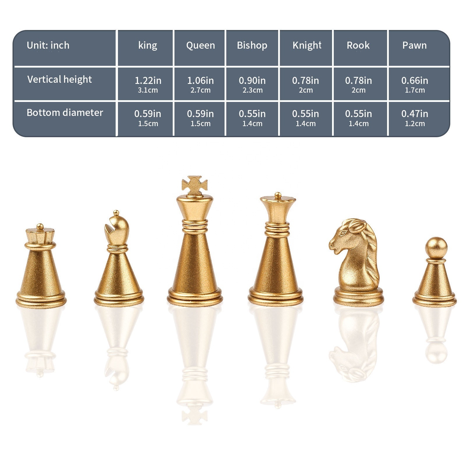 Educational Learning Chess Game Set International 32 Gold and Silver Chess Pieces