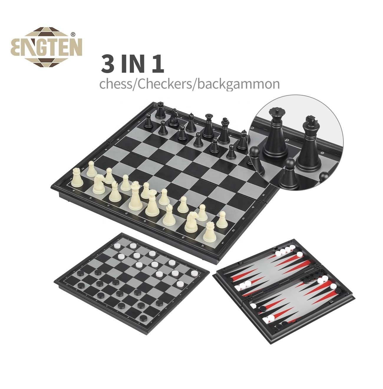 Wholesale Popular Decorative Chess Board Deluxe 3 in 1 Magnetic Chess Western Chess Backgammon Games for Kids