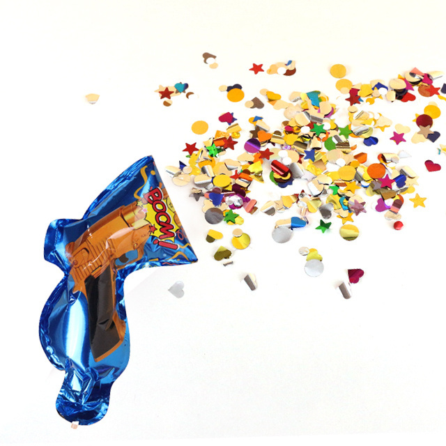 Amazon Hot Sale Party balloon Pop Handheld Push Exploding Glitter Gun Confetti Cannon Party Popper Pistol Gun Shape Balloon Toys