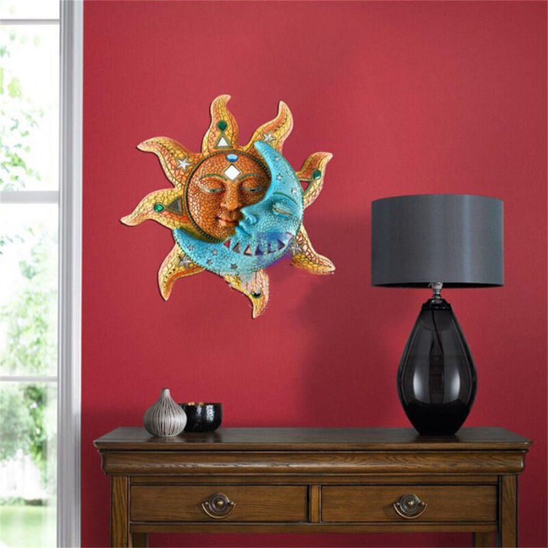 Wall Art For GiftsWall  Sun And Blue Moon Celestial Body Face Decoration Indoor And Outdoor Wall