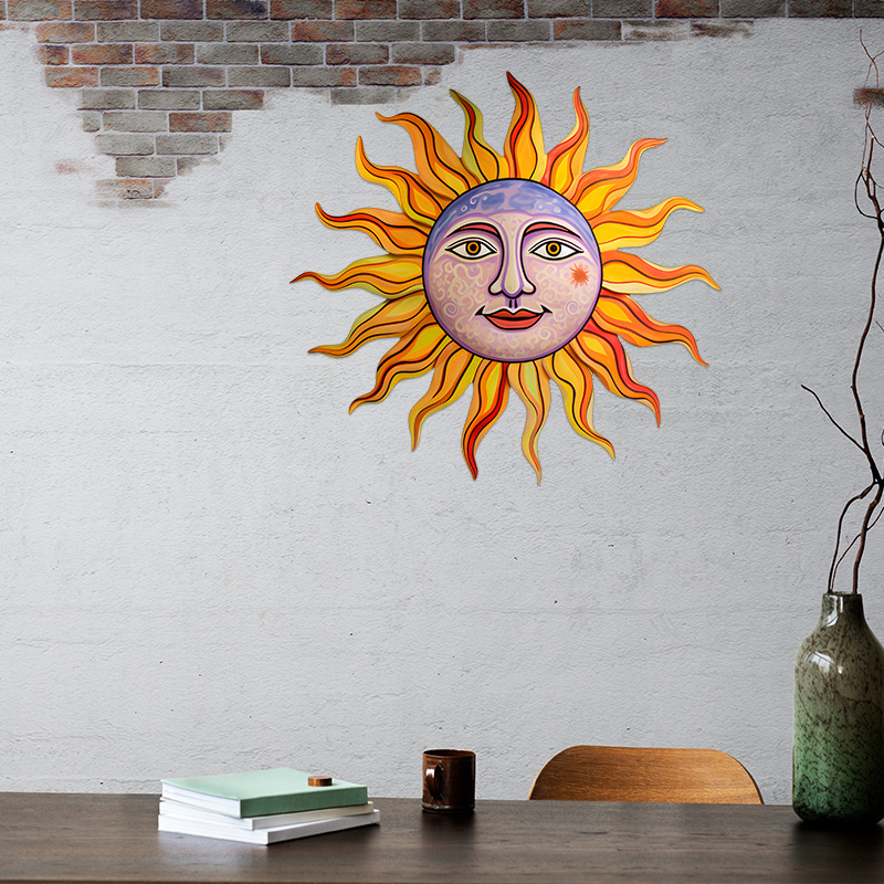 Printing Removable Vinyl Wall Stickers Decoration Sun Wall Decor  3D Sun Face Wall Art Decorations For Garden Patio House