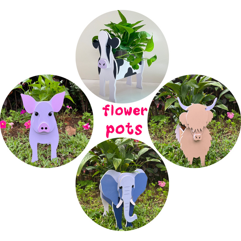 Wholesale cheap artificial plant pots garden ornaments mini flower pots for home and office cow planter pot