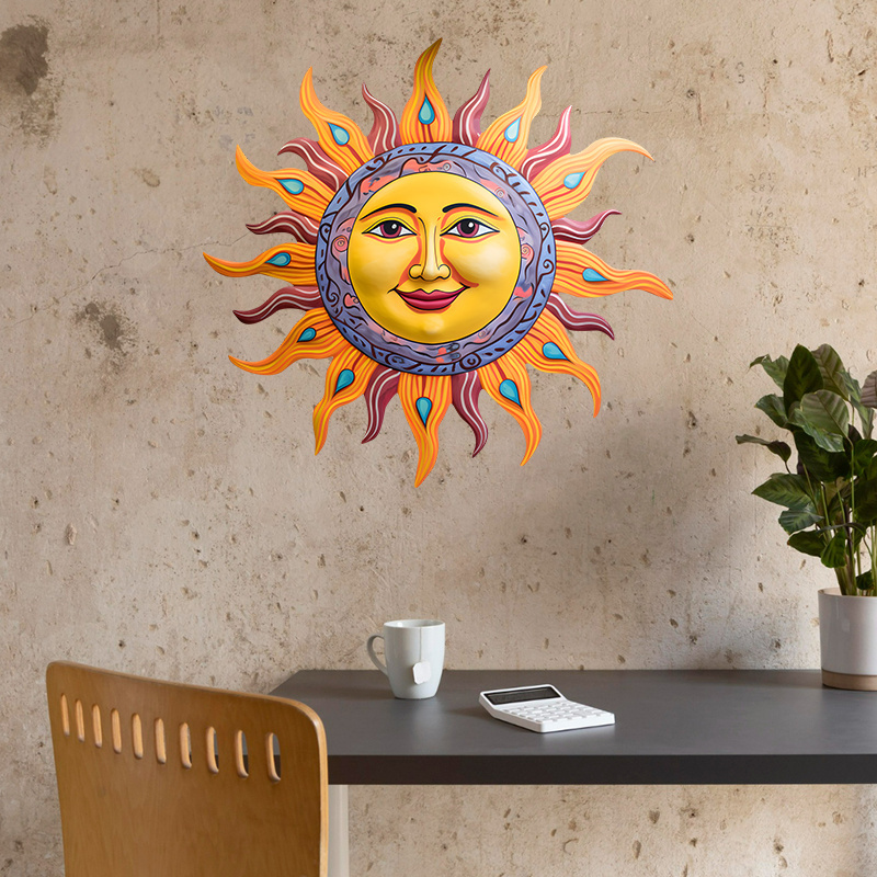 Printing Removable Vinyl Wall Stickers Decoration Sun Wall Decor  3D Sun Face Wall Art Decorations For Garden Patio House