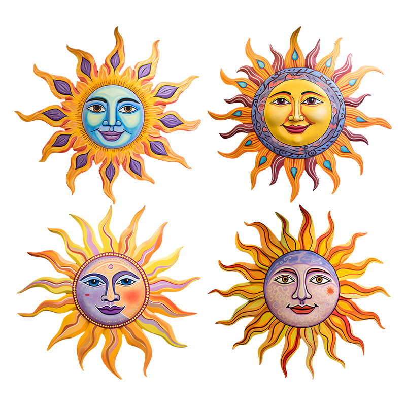 Printing Removable Vinyl Wall Stickers Decoration Sun Wall Decor  3D Sun Face Wall Art Decorations For Garden Patio House