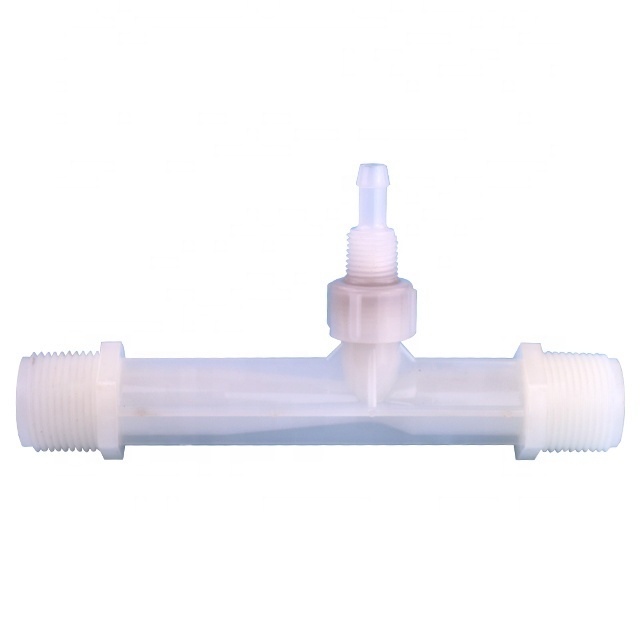 3/4inch PVDF Ozone Venturi Tube Injector for Gas Liquid Mixer G 3/4inch -40~150℃ 0.47-1.2m3/h Venturis 7.5-10 Nm3/hr White