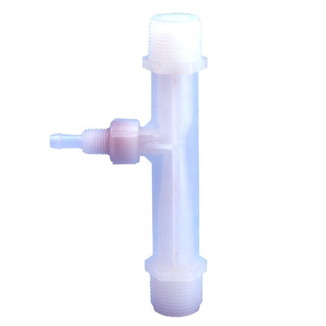 3/4inch PVDF Ozone Venturi Tube Injector for Gas Liquid Mixer G 3/4inch -40~150℃ 0.47-1.2m3/h Venturis 7.5-10 Nm3/hr White