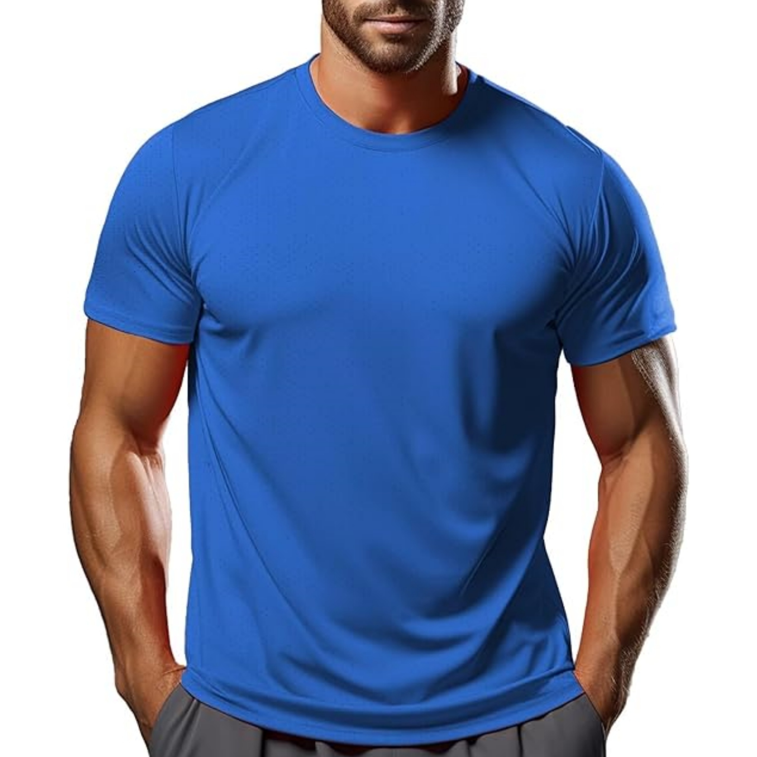 Athletic Wear Short Sleeve 90 Polyester 10 Spandex Quick Dry Gym T Shirt  For Men