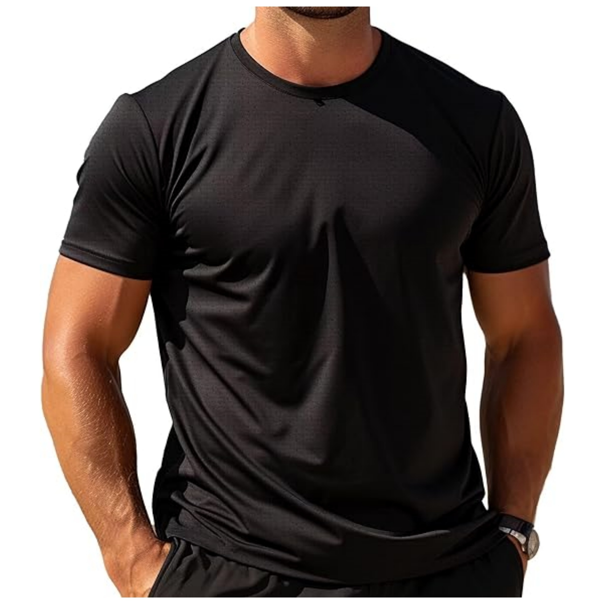 Athletic Wear Short Sleeve 90 Polyester 10 Spandex Quick Dry Gym T Shirt  For Men