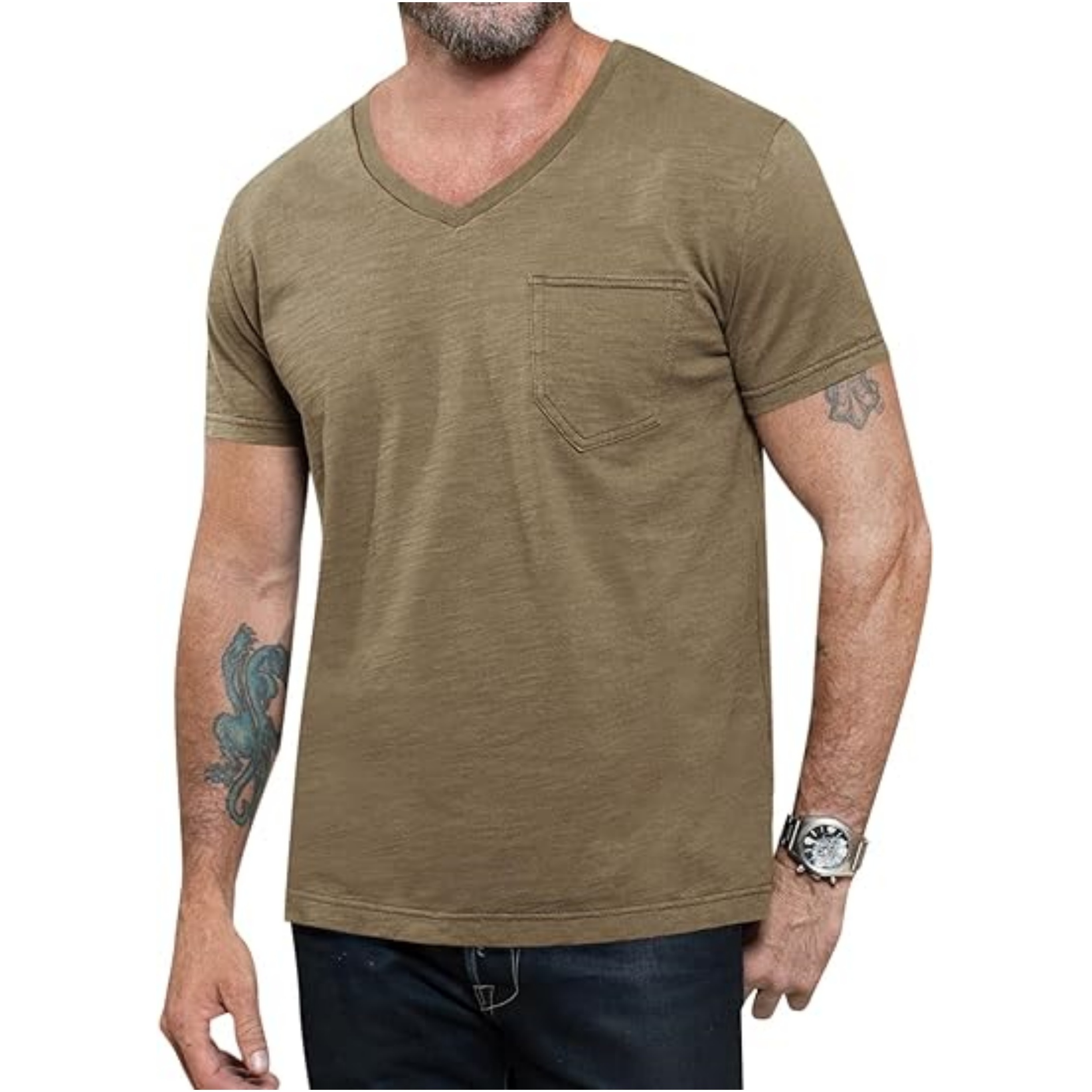 Pocket Tee Shirts Luxury Short Sleeve Slim Fit  Casual 95 Cotton 5 Spandex V Neck T Shirts For Men