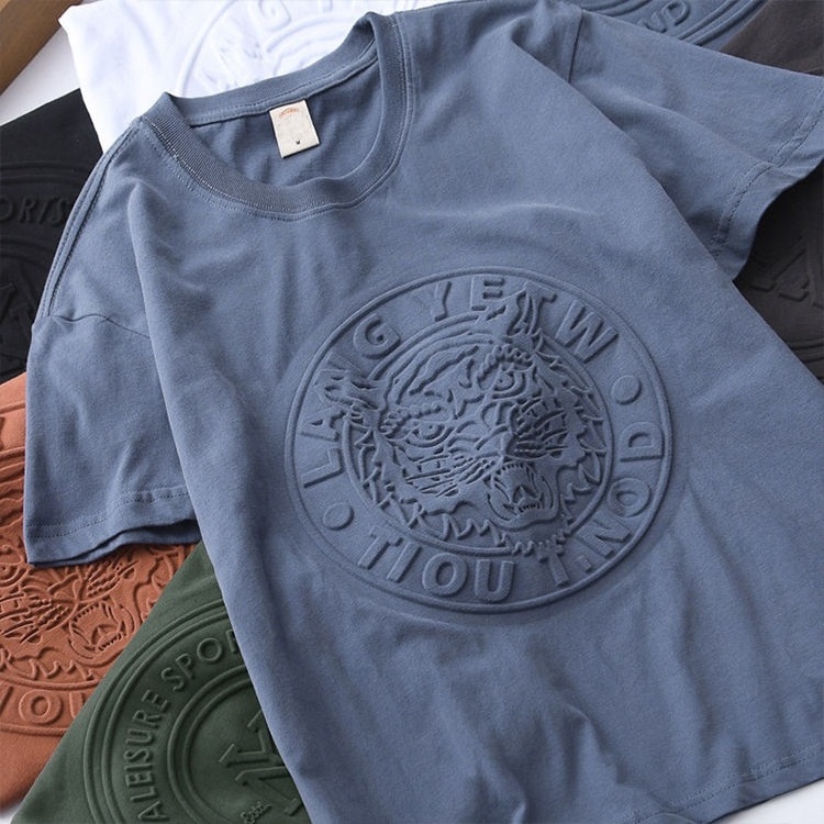 T shirts with logo custom logo printed 100% cotton t shirt 3d embossed printing t shirt   for men