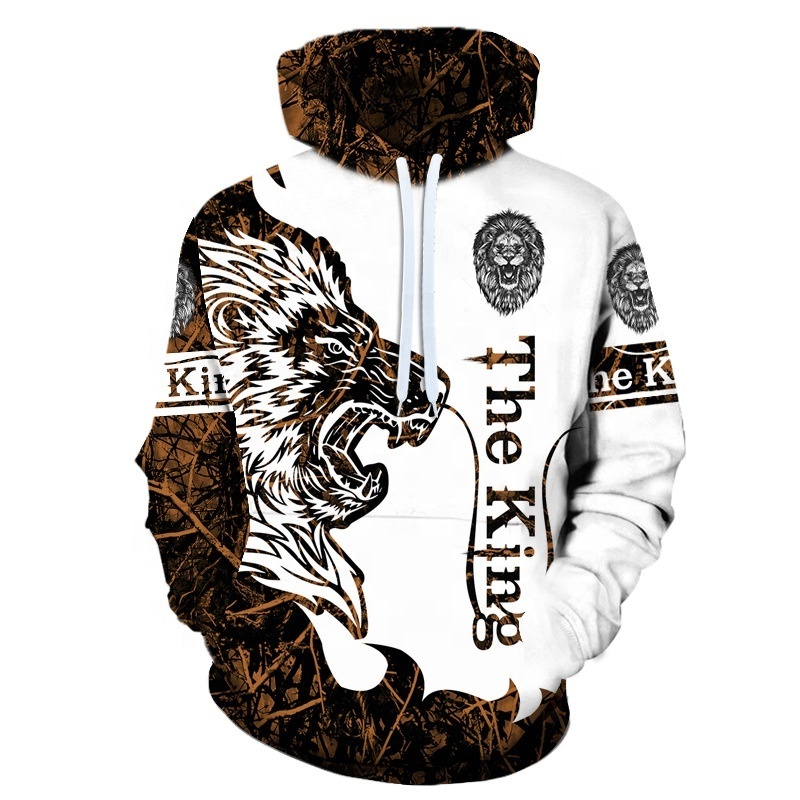 Animal Hoodie Men's Hoodies Print All Winter with Side Pocket Plus Size 1 Piece Fleece Fabric Knitted Pullover Hooded for Winter