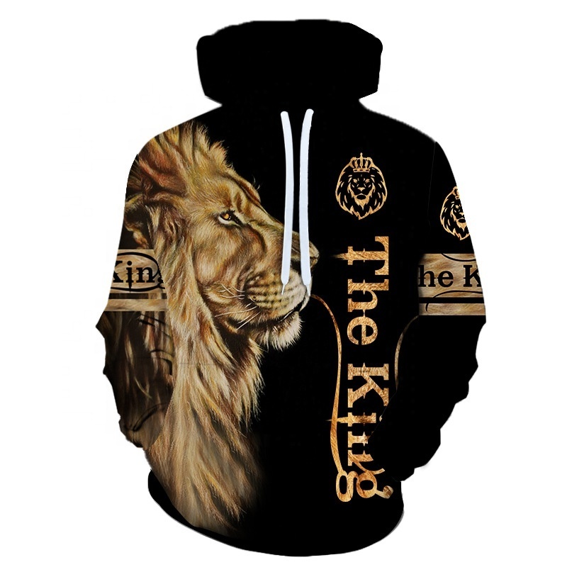 Animal Hoodie Men's Hoodies Print All Winter with Side Pocket Plus Size 1 Piece Fleece Fabric Knitted Pullover Hooded for Winter