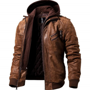 Custom windbreaker waterproof jacket motorcycle brown  multi pocket  full zip up   leather jacket