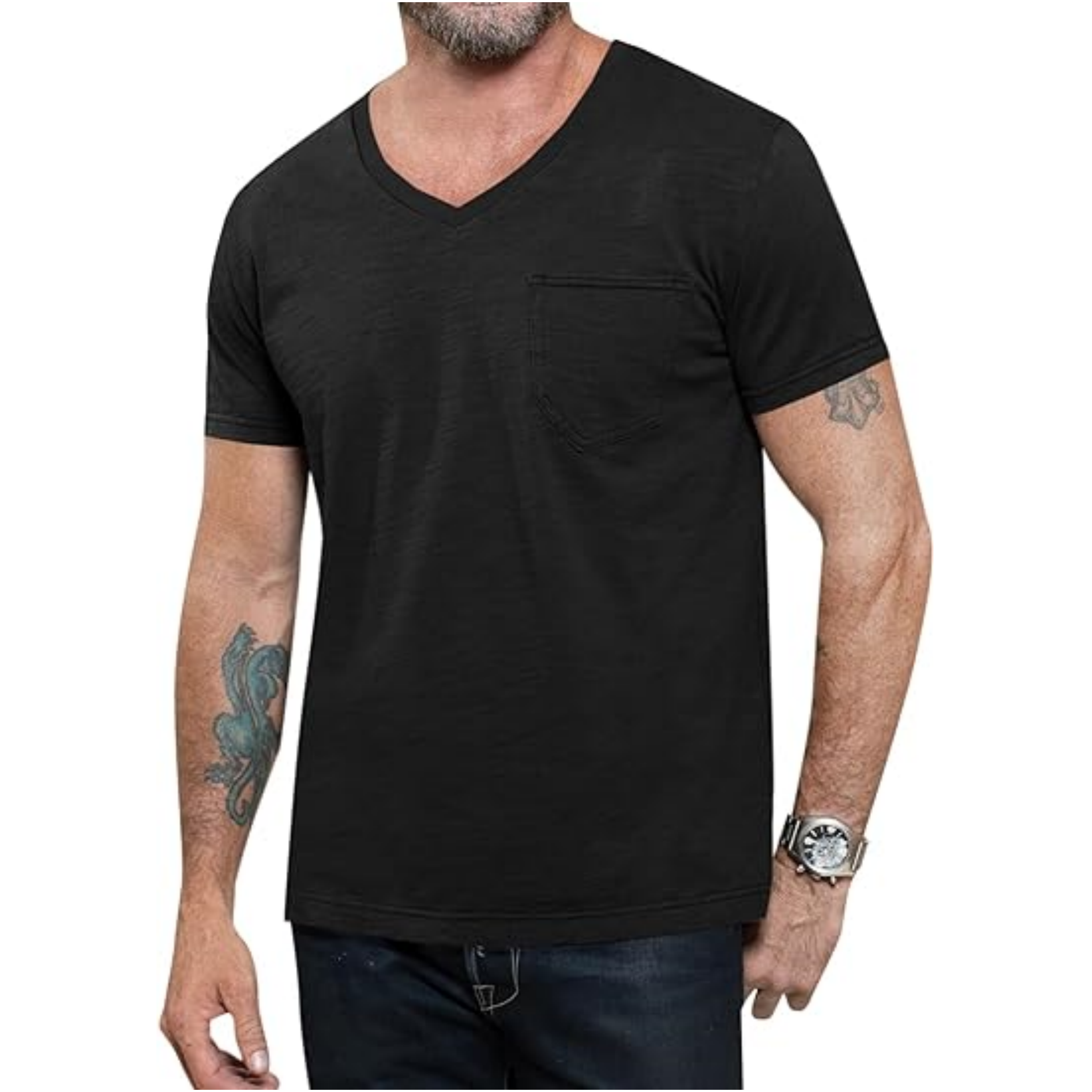 Pocket Tee Shirts Luxury Short Sleeve Slim Fit  Casual 95 Cotton 5 Spandex V Neck T Shirts For Men