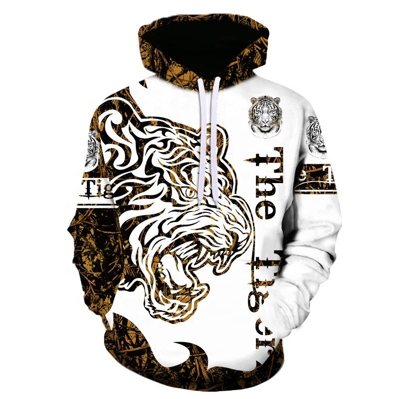 Animal Hoodie Men's Hoodies Print All Winter with Side Pocket Plus Size 1 Piece Fleece Fabric Knitted Pullover Hooded for Winter