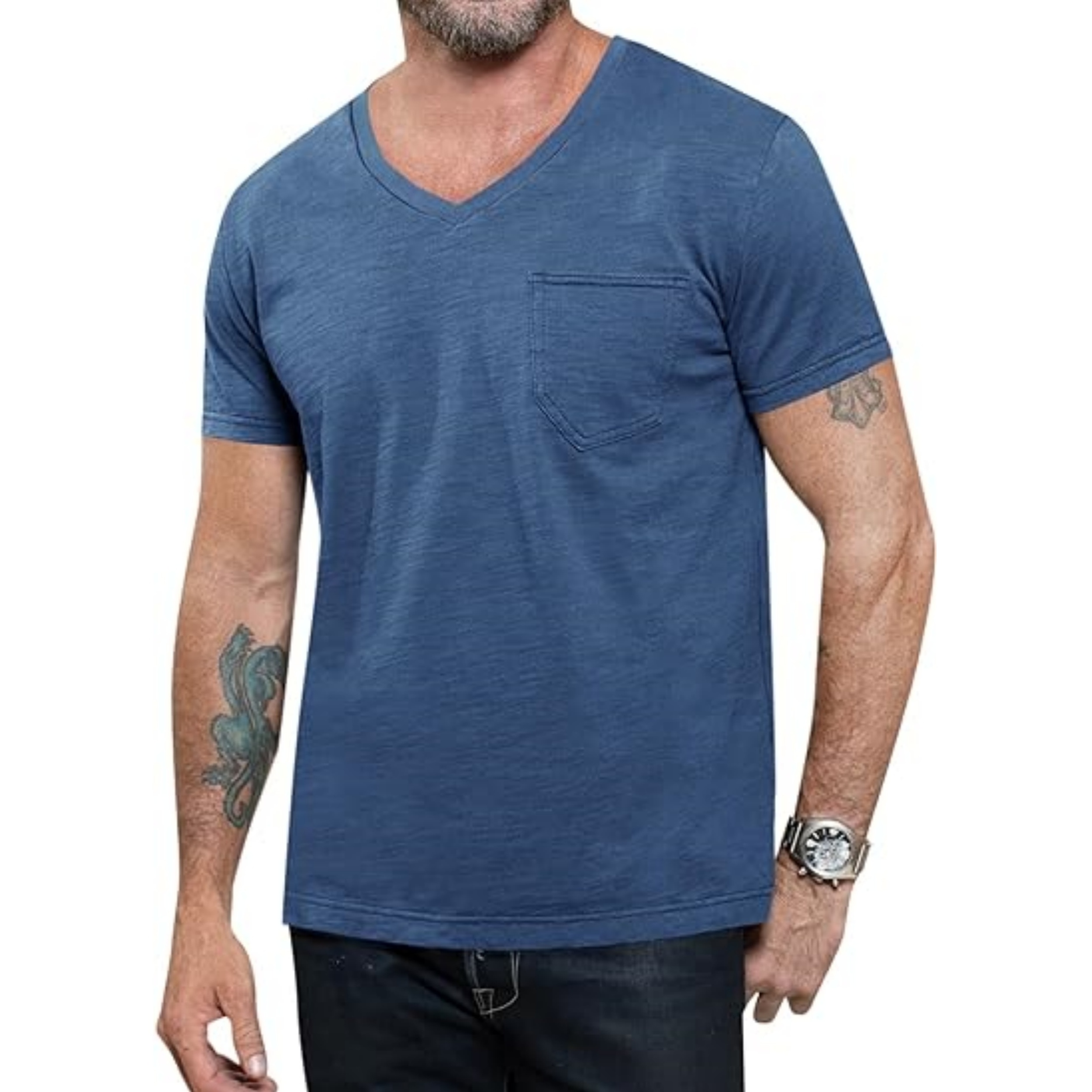 Pocket Tee Shirts Luxury Short Sleeve Slim Fit  Casual 95 Cotton 5 Spandex V Neck T Shirts For Men